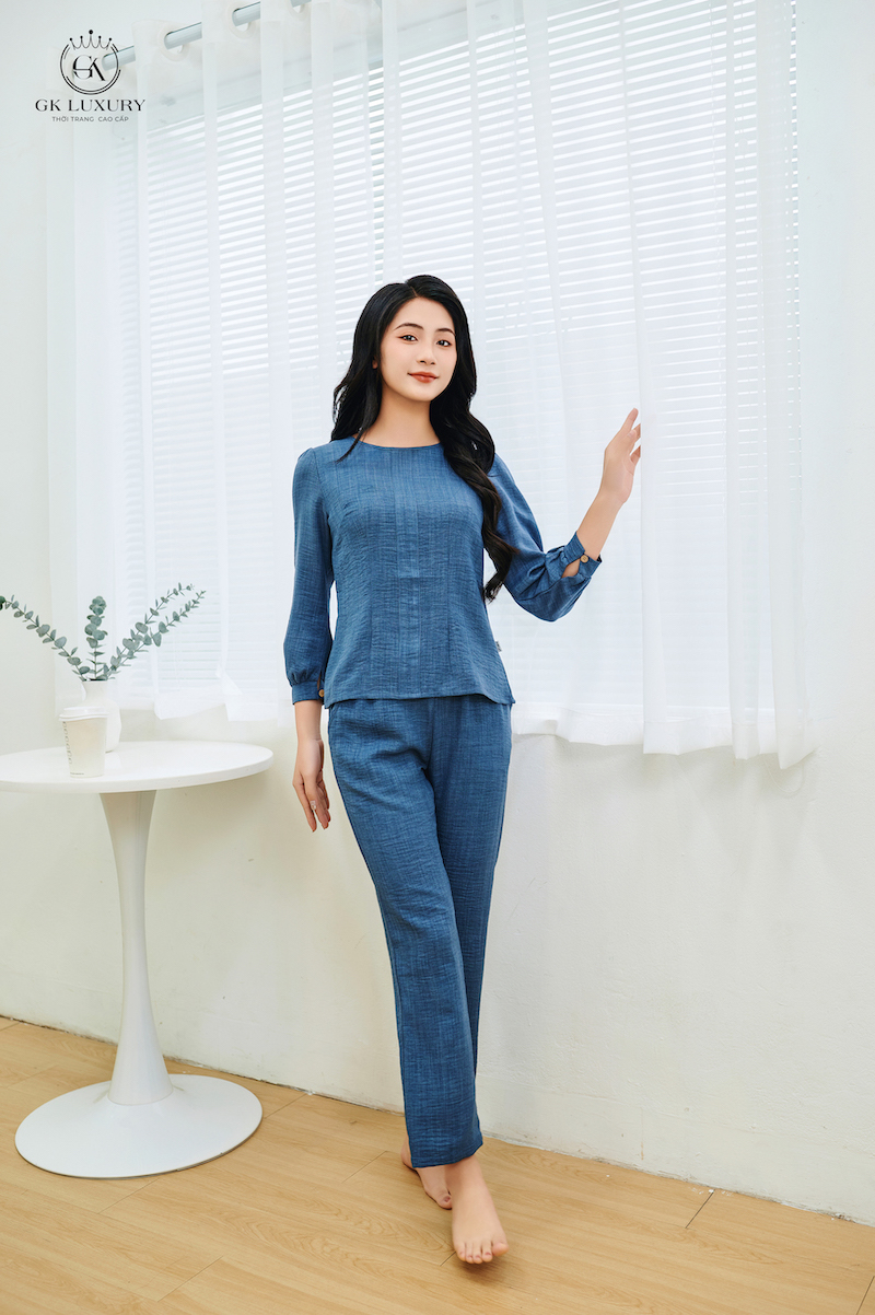 Bộ linen dài tay nẹp trước GK77